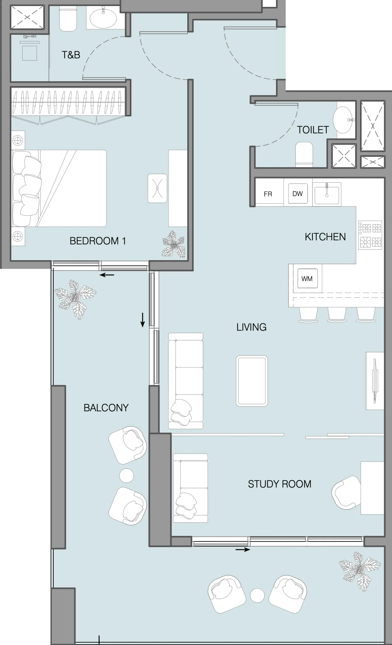 1 bedroom layout