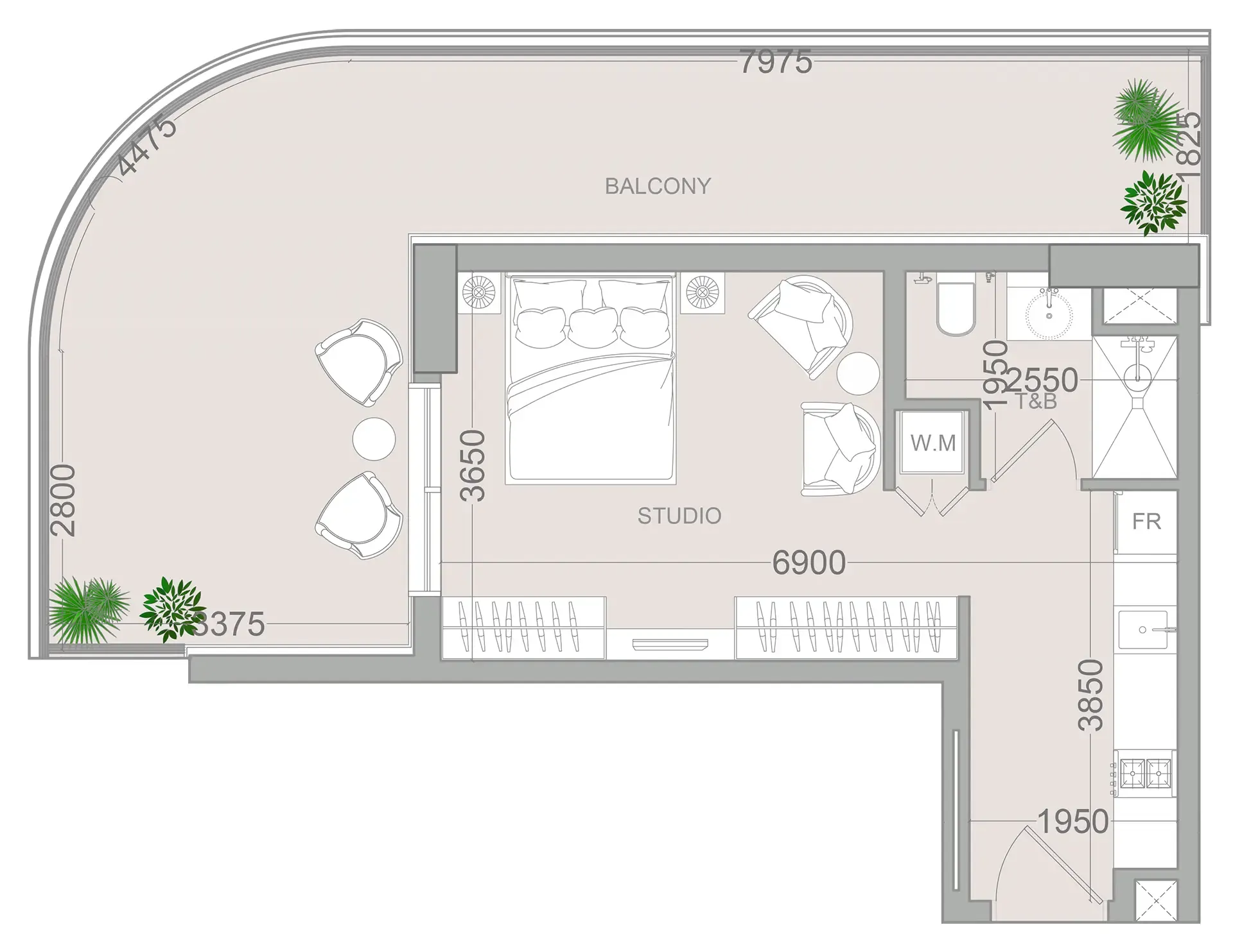 0 bedroom layout