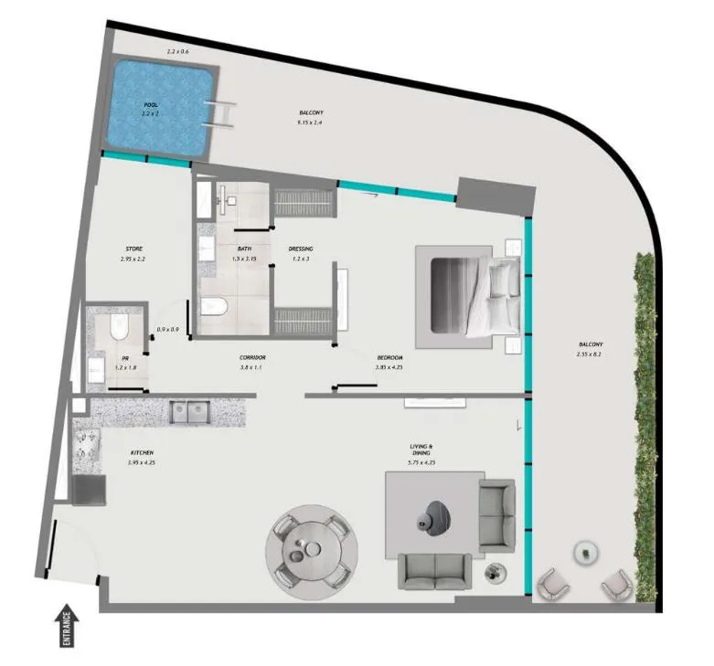 1 bedroom layout