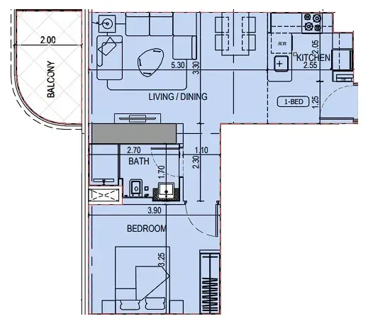 1 bedroom layout