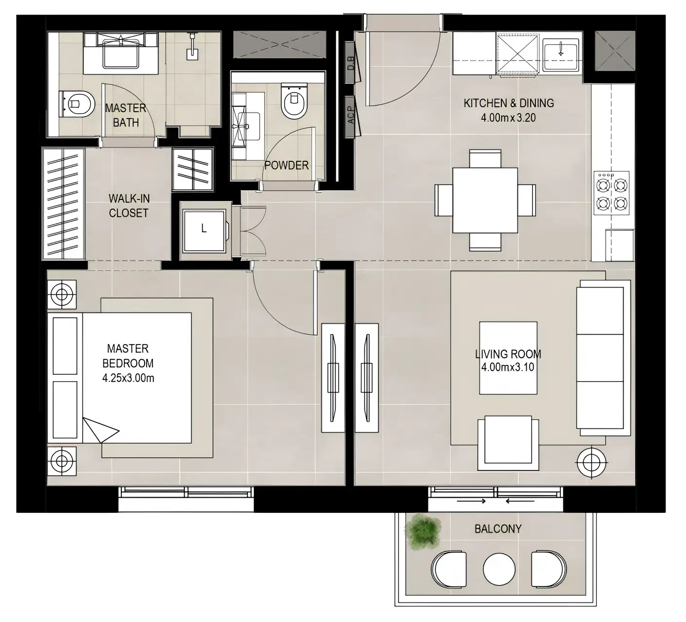 1 bedroom layout