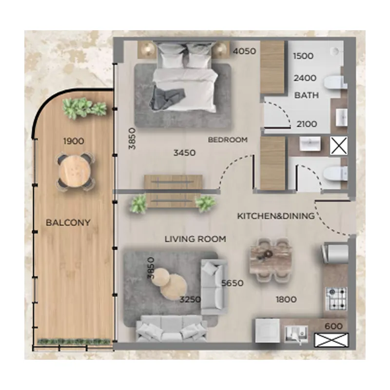 1 bedroom layout