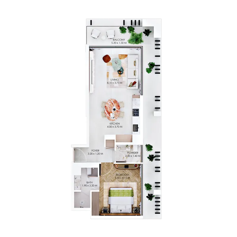 1 bedroom layout