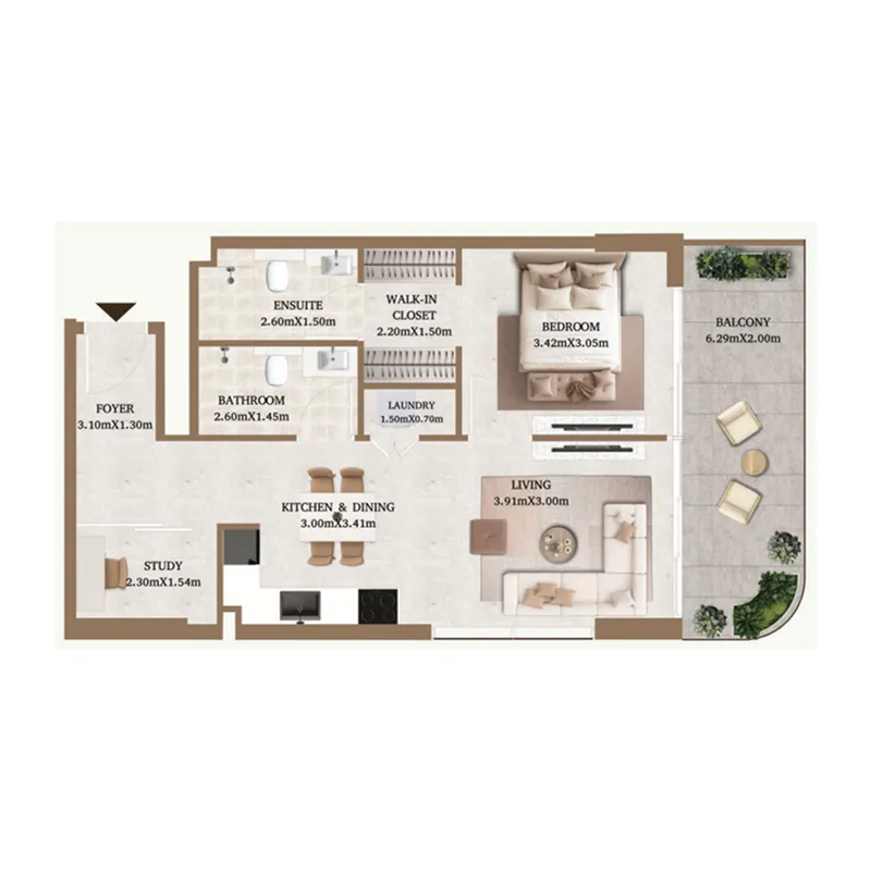 1 bedroom layout