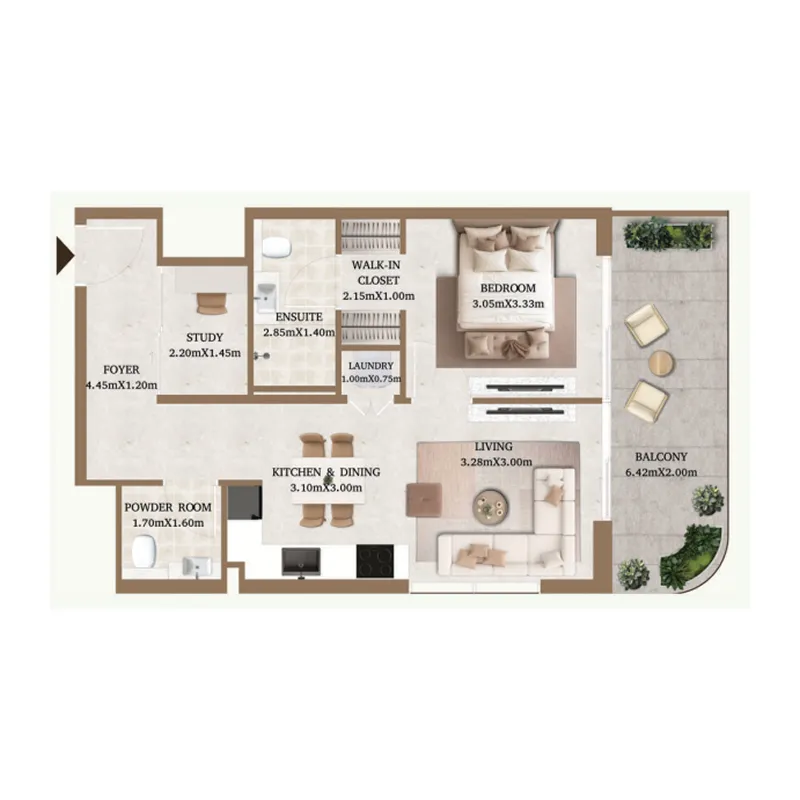1 bedroom layout