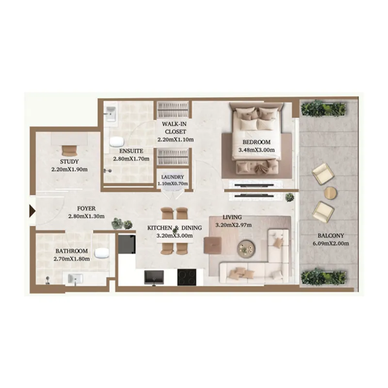 1 bedroom layout