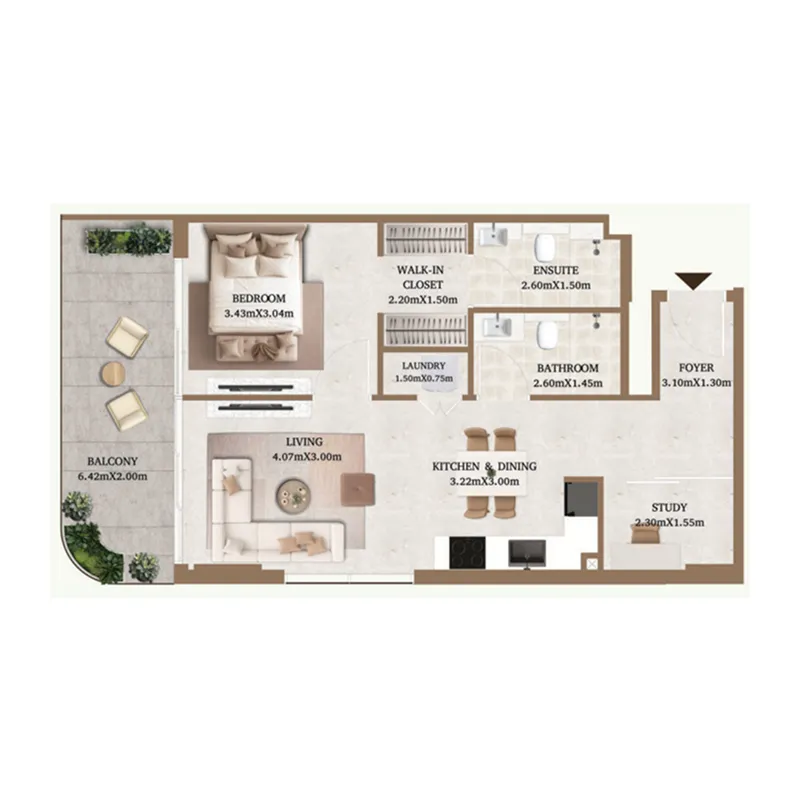 1 bedroom layout