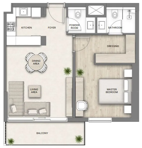 1 bedroom layout