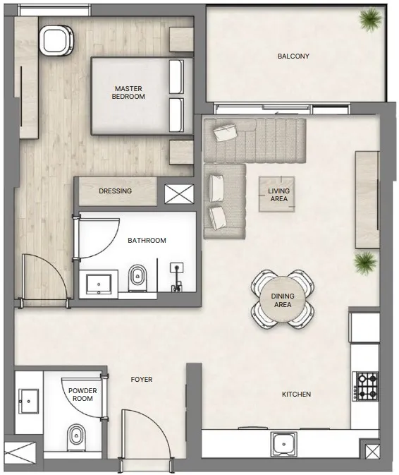 1 bedroom layout