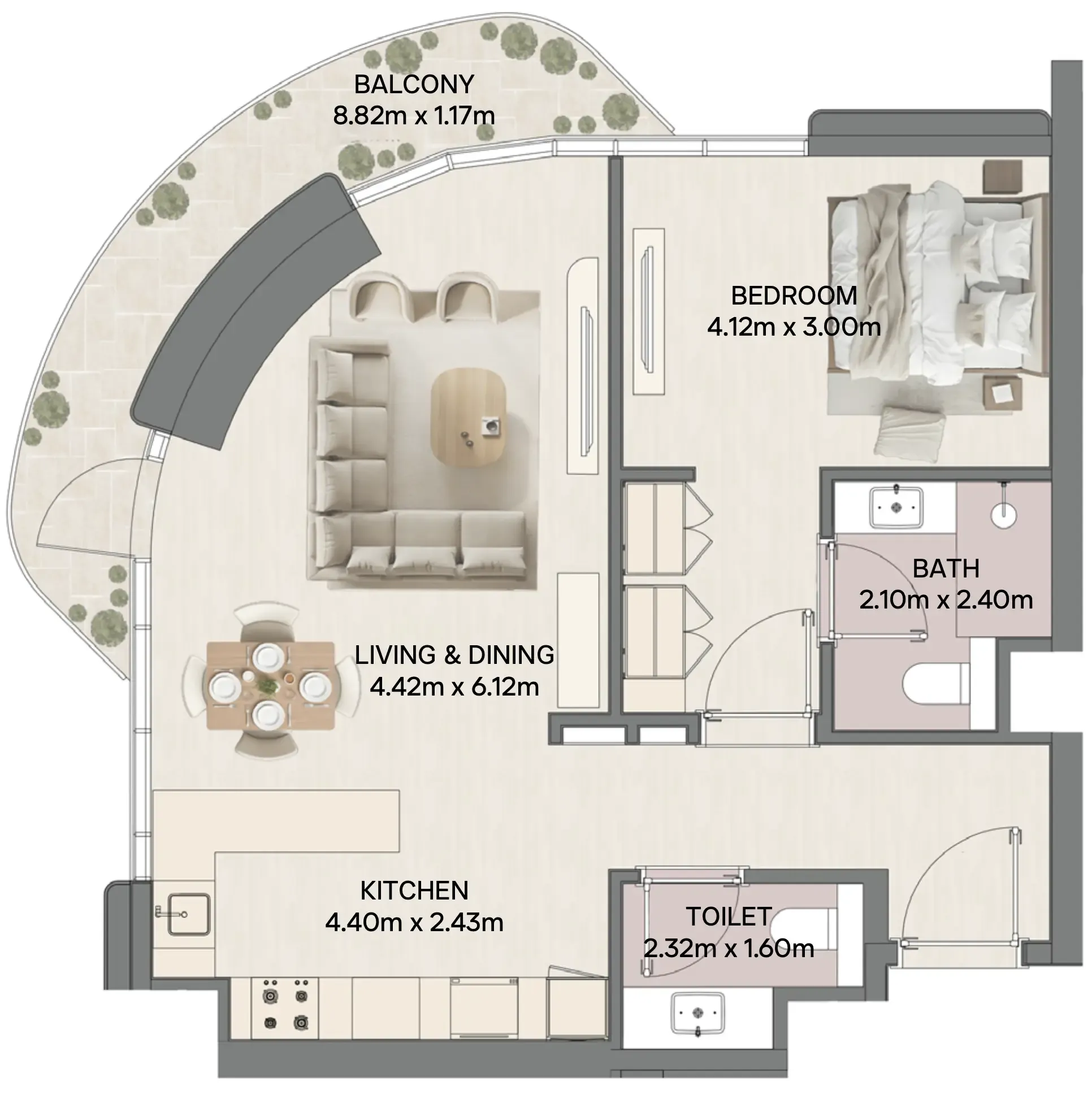 1 bedroom layout