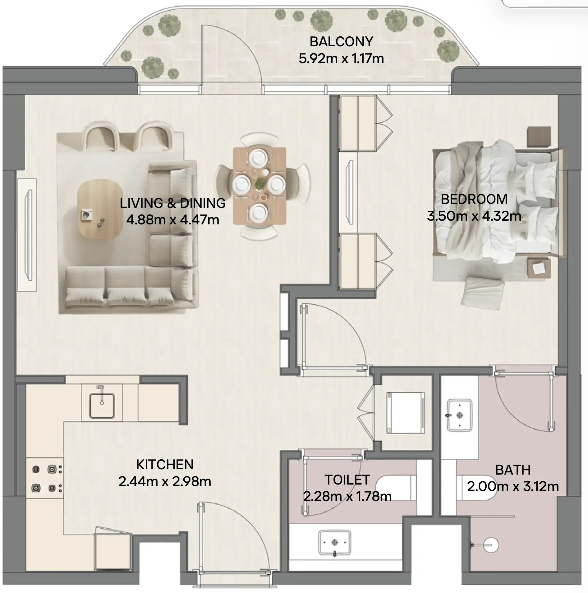 1 bedroom layout