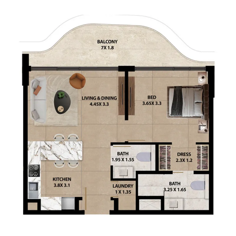 1 bedroom layout