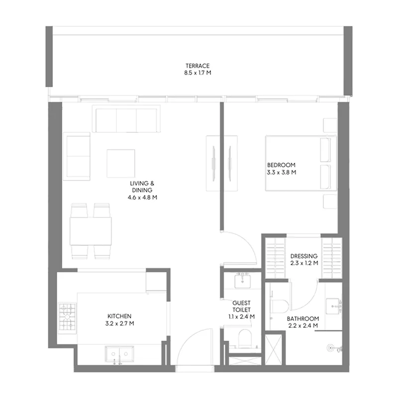 1 bedroom layout