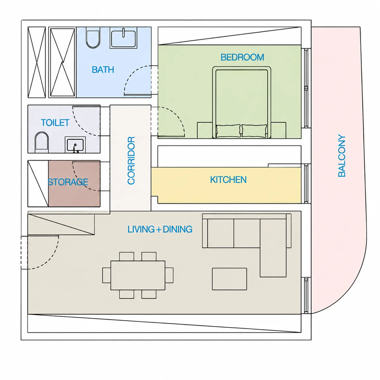 1 bedroom layout