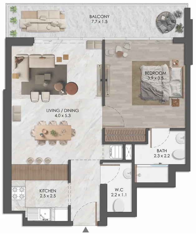 1 bedroom layout