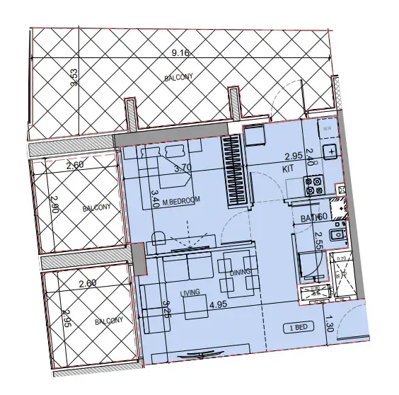 1 bedroom layout