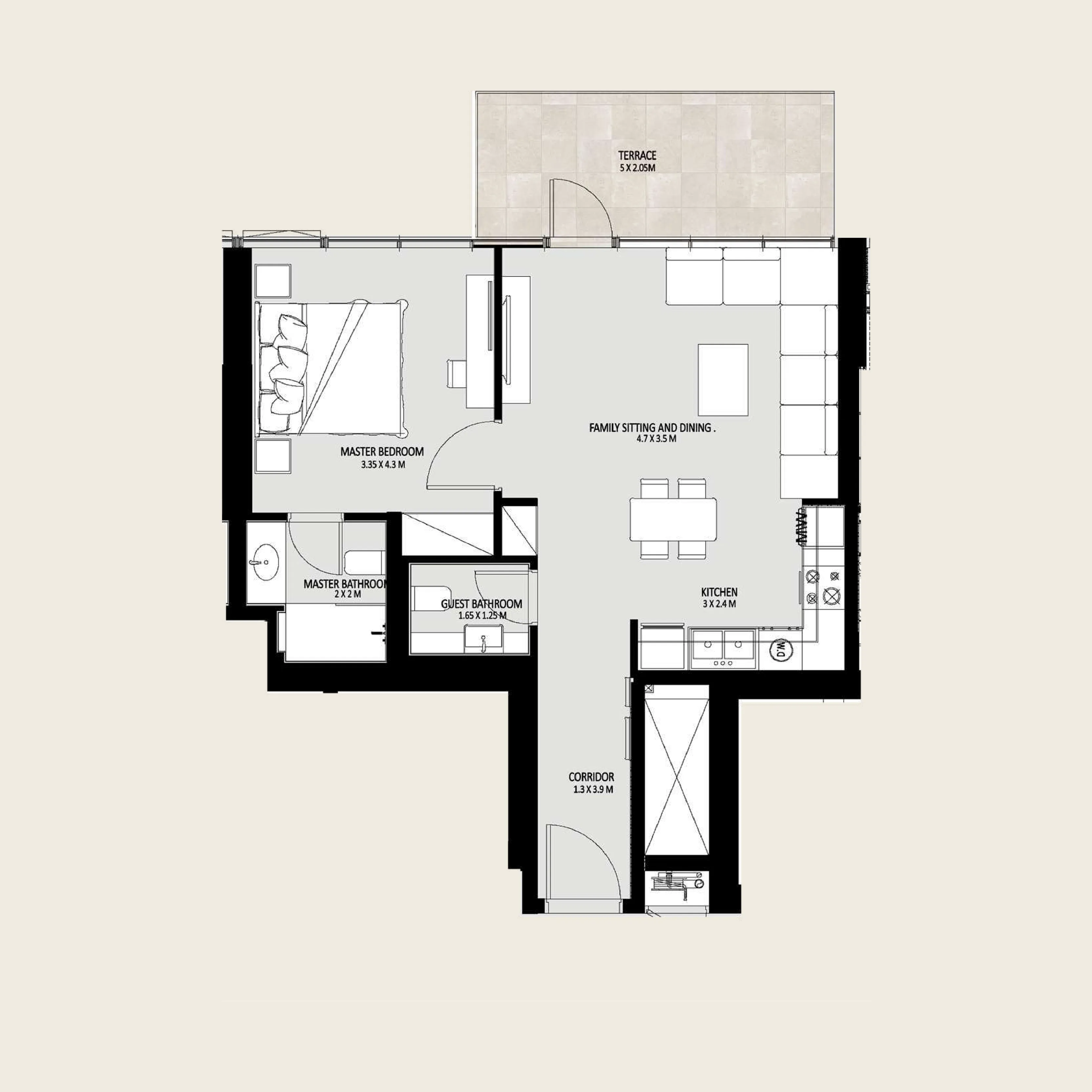1 bedroom layout