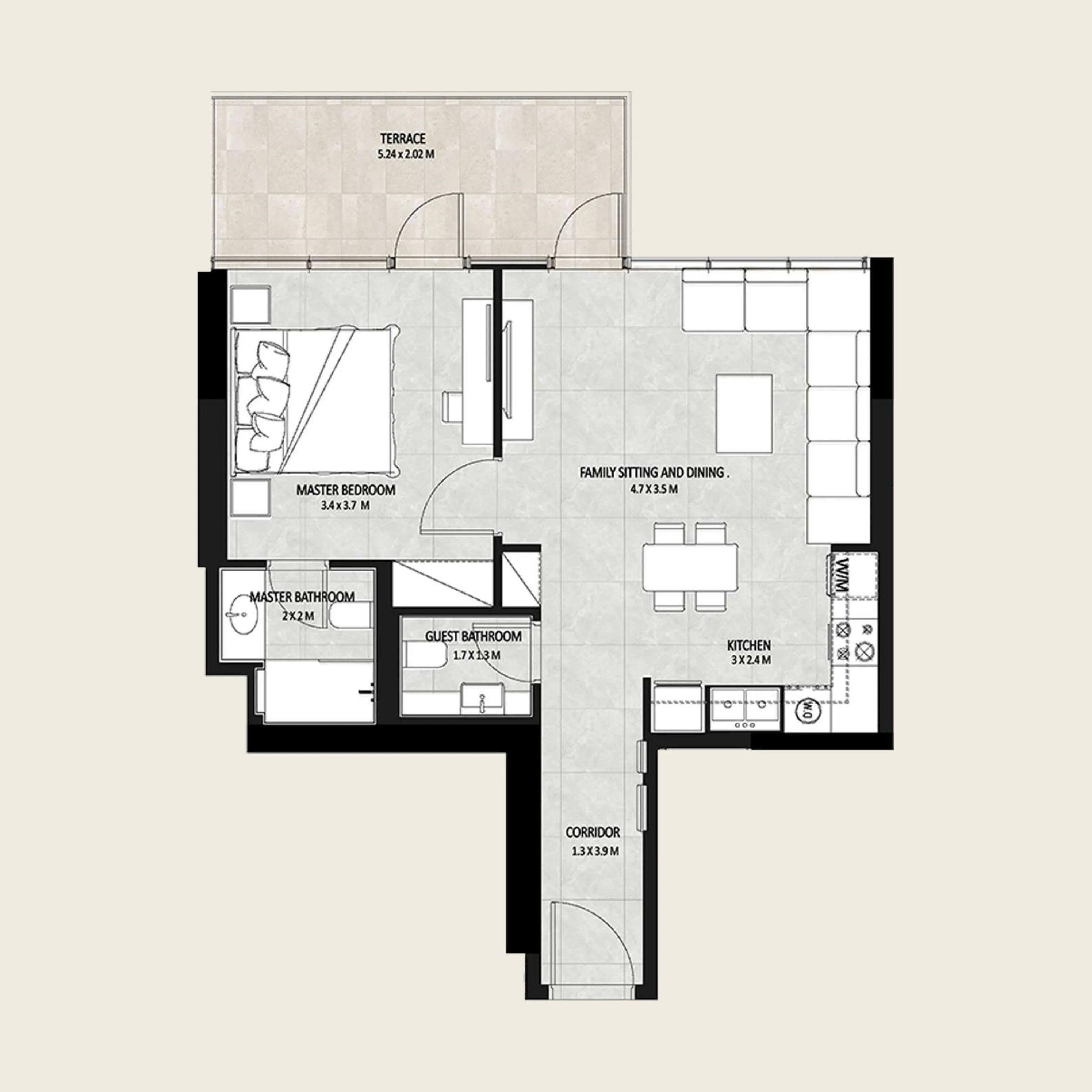 1 bedroom layout