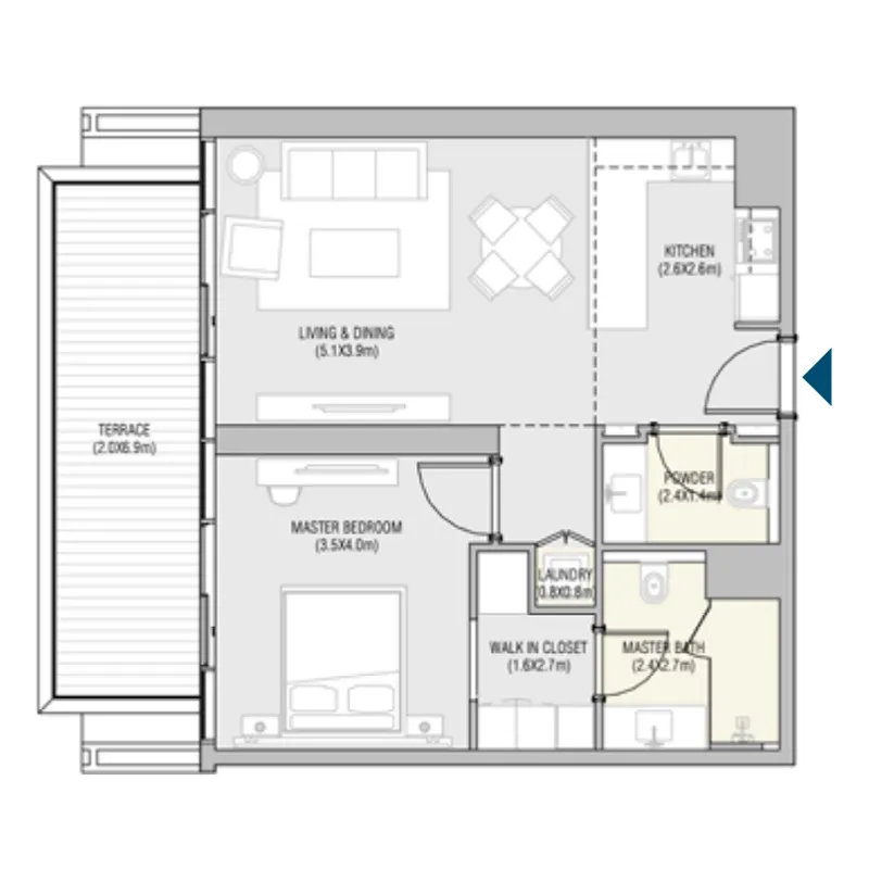1 bedroom layout