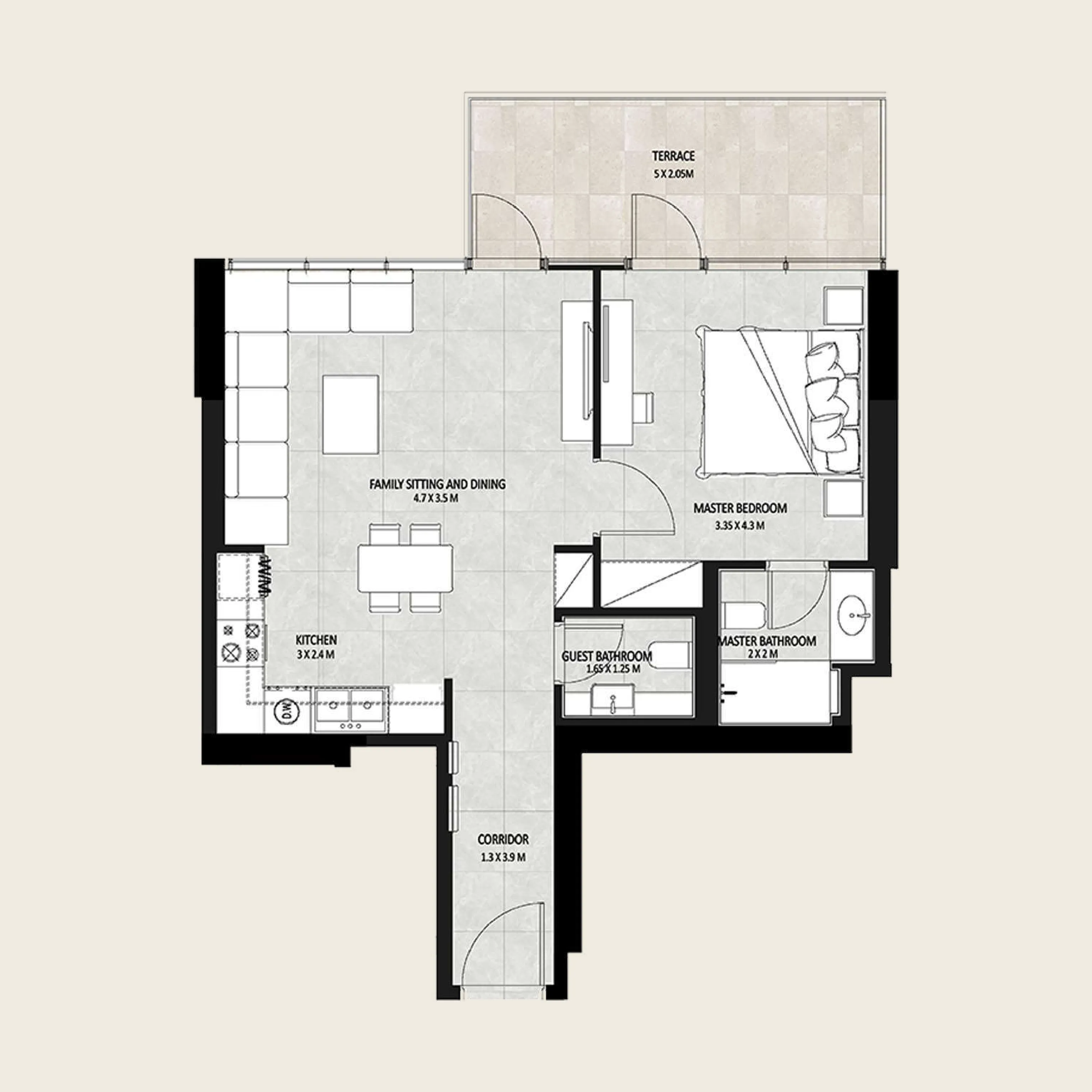 1 bedroom layout