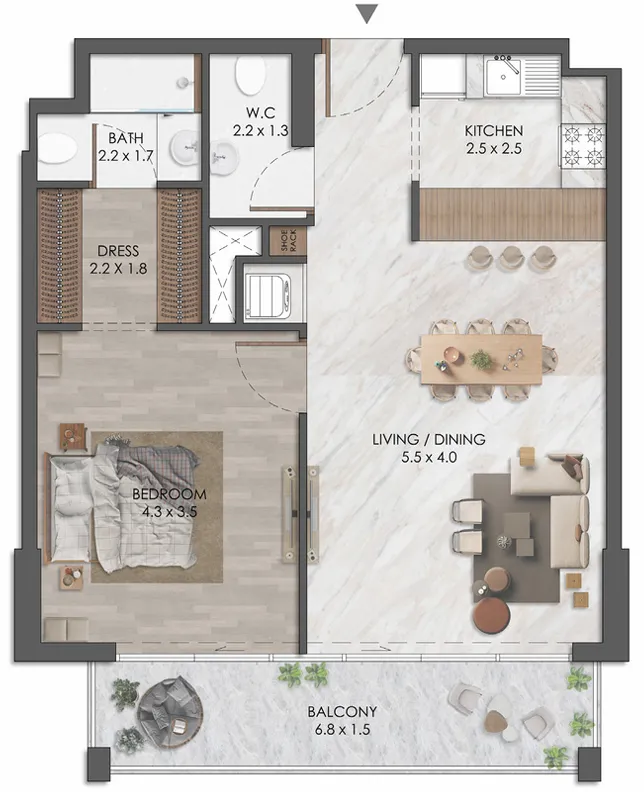 1 bedroom layout