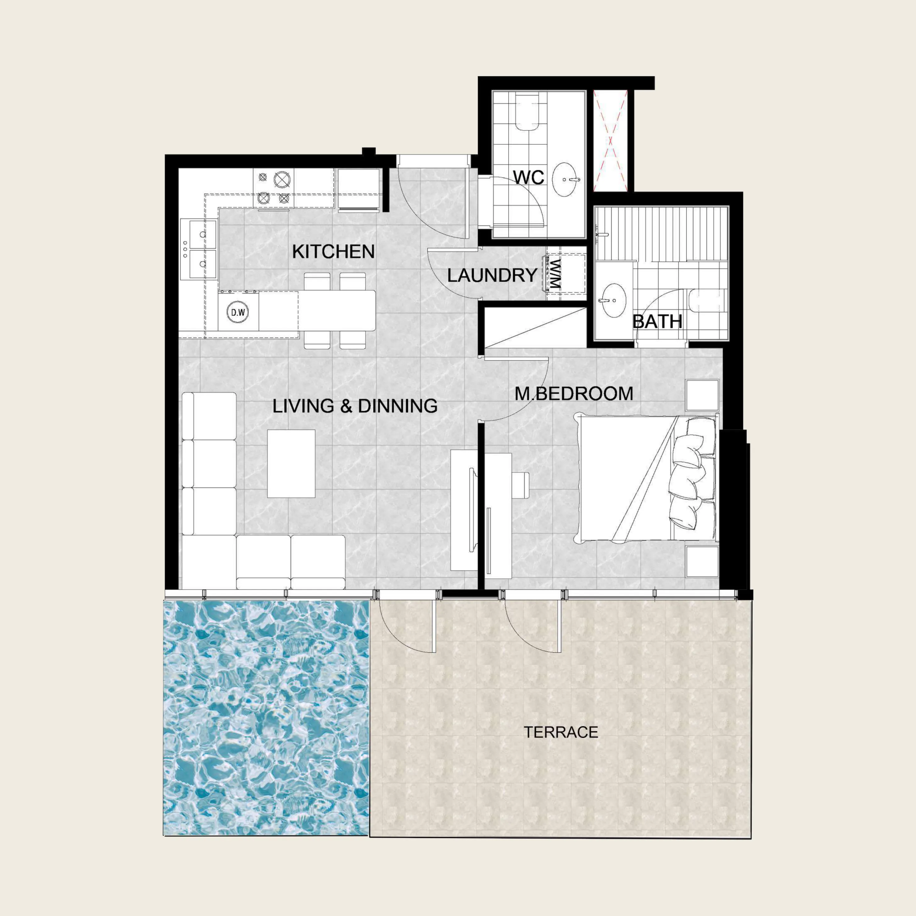 1 bedroom layout