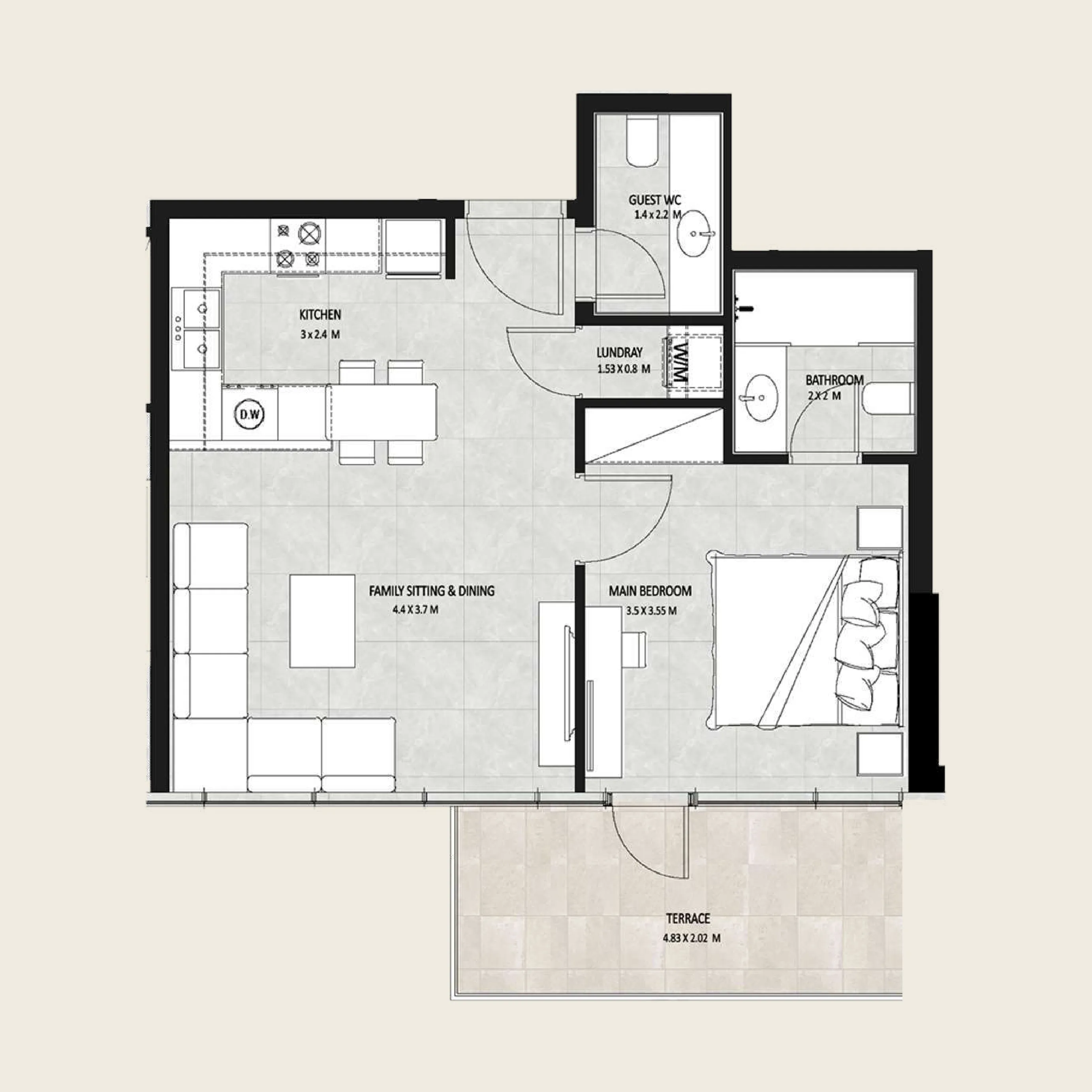 1 bedroom layout