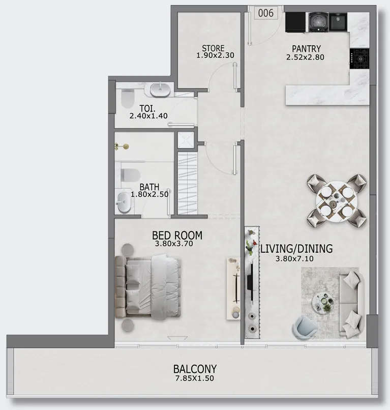1 bedroom layout