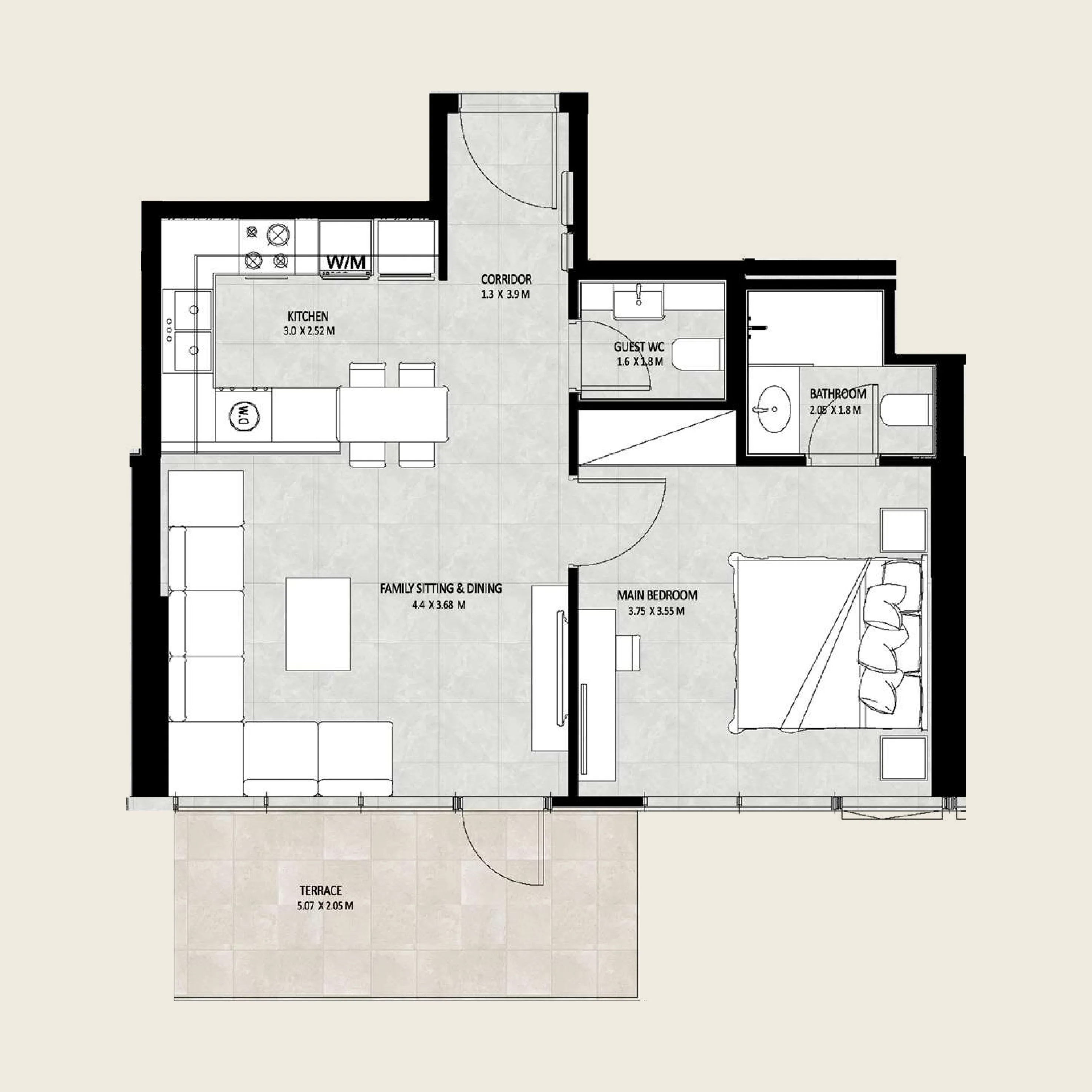 1 bedroom layout