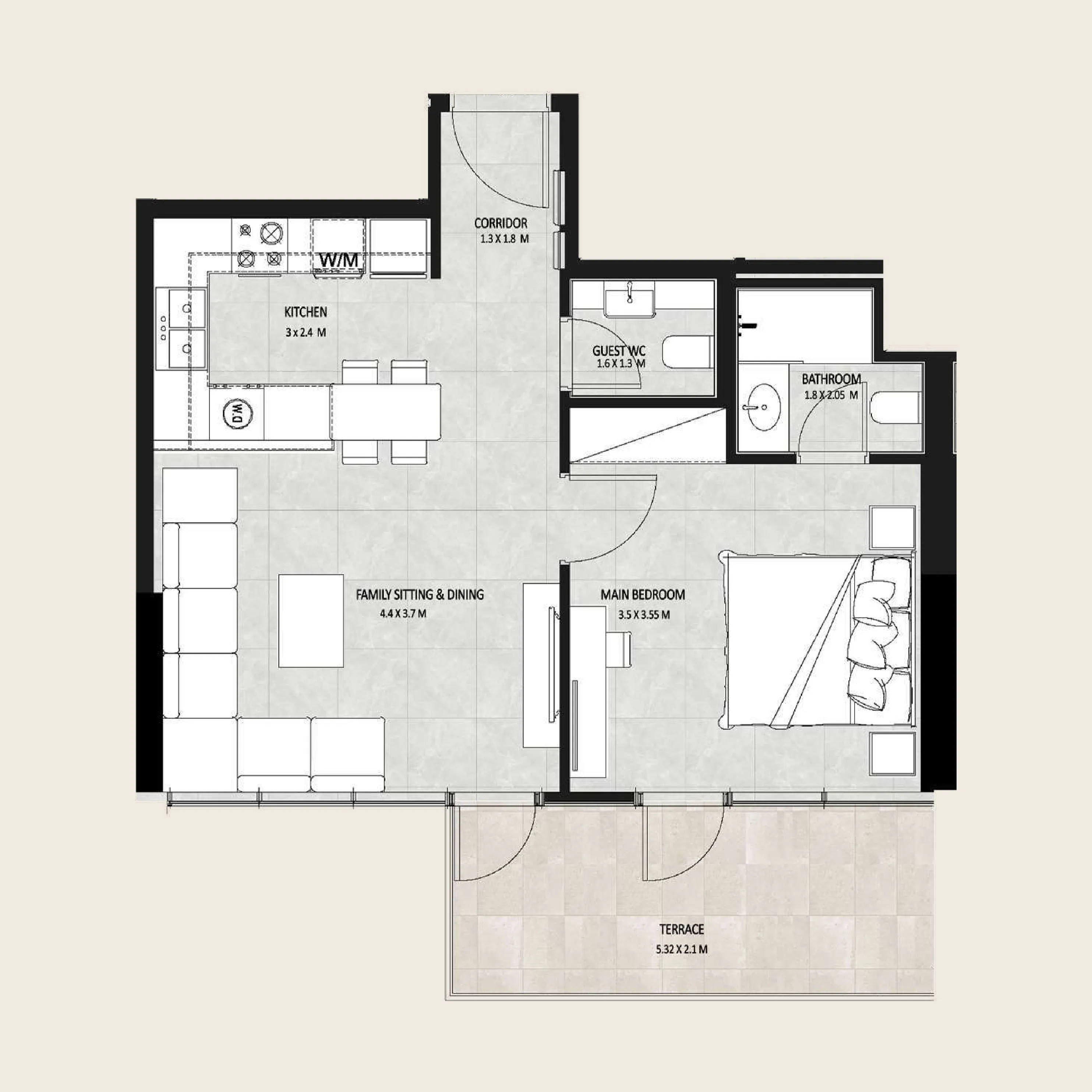1 bedroom layout