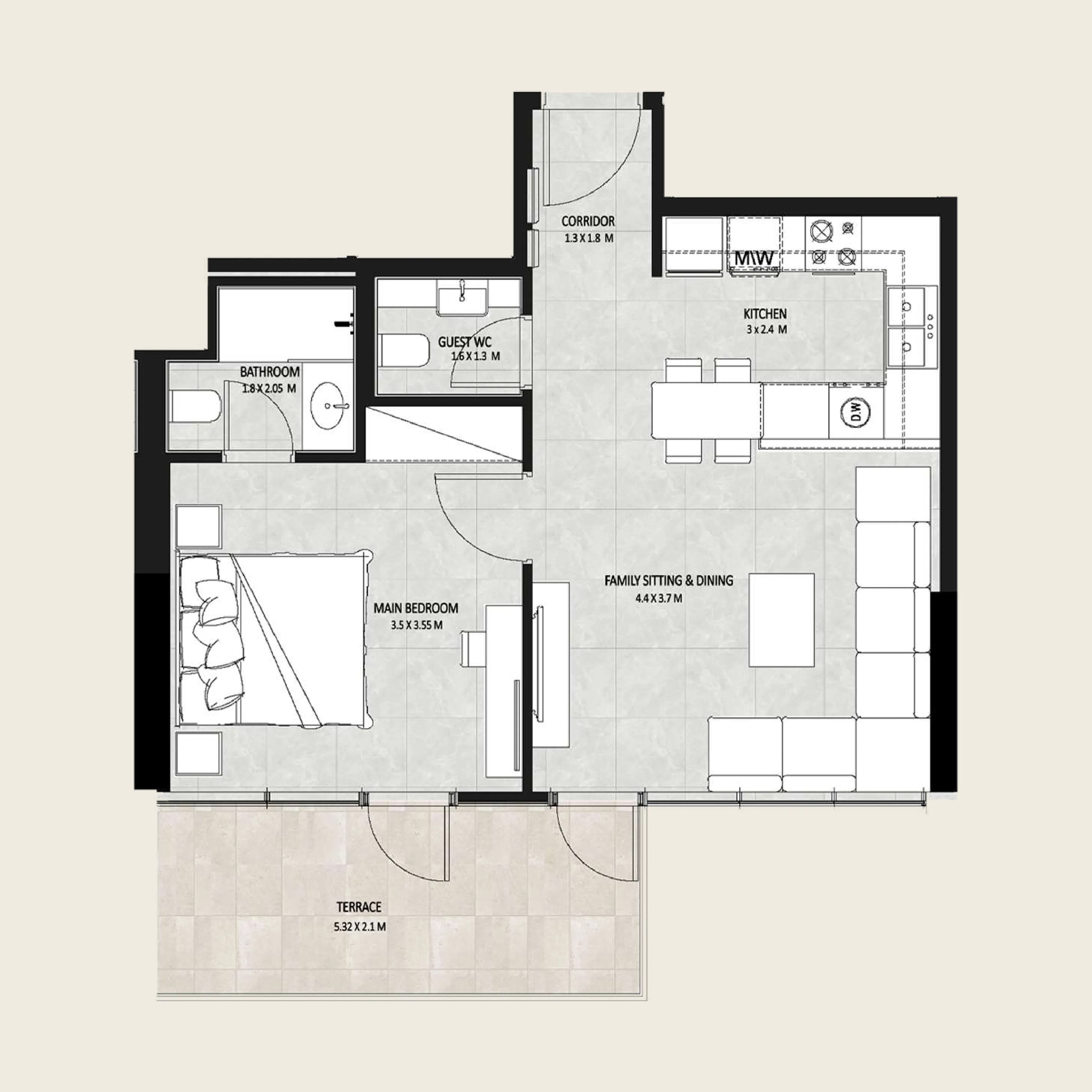 1 bedroom layout