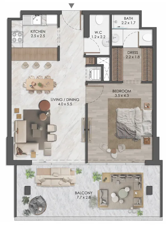 1 bedroom layout