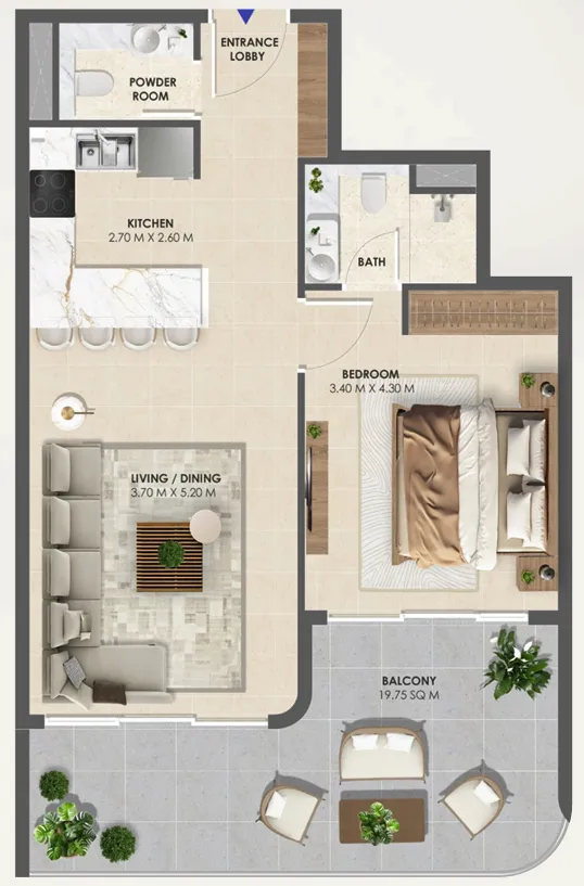 1 bedroom layout