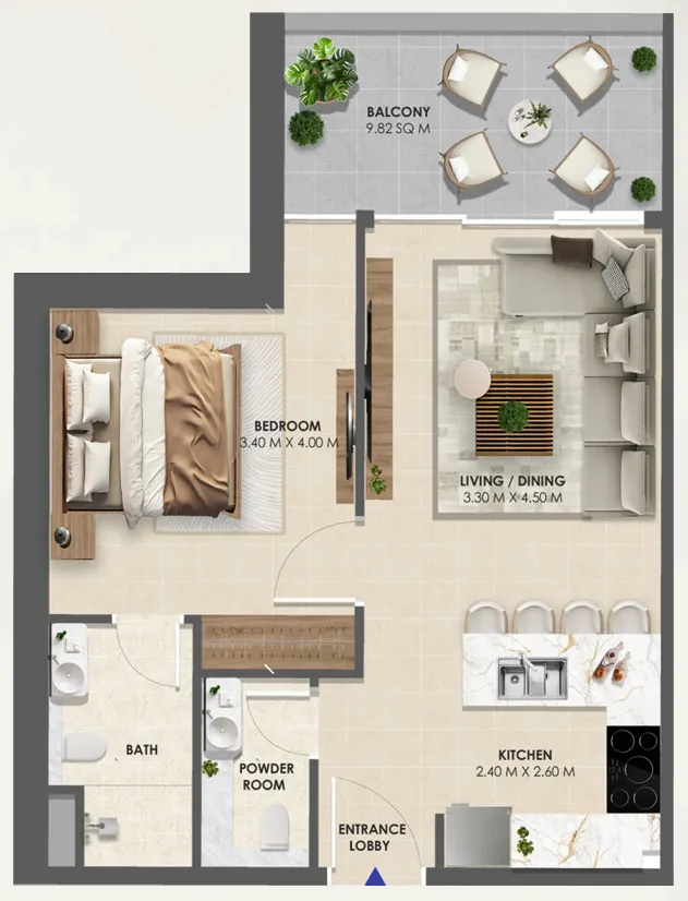 1 bedroom layout