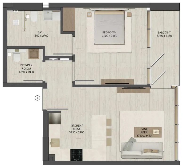 1 bedroom layout