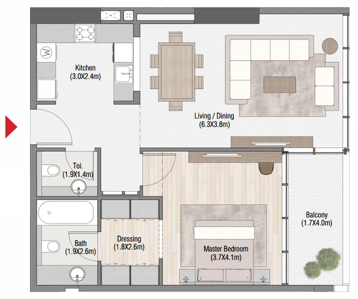 1 bedroom layout