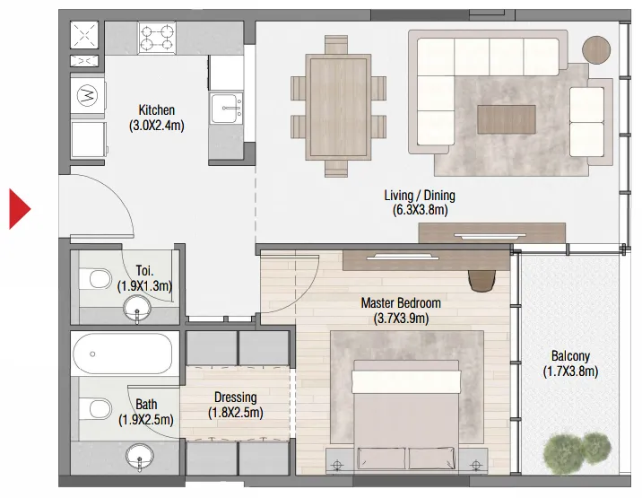 1 bedroom layout