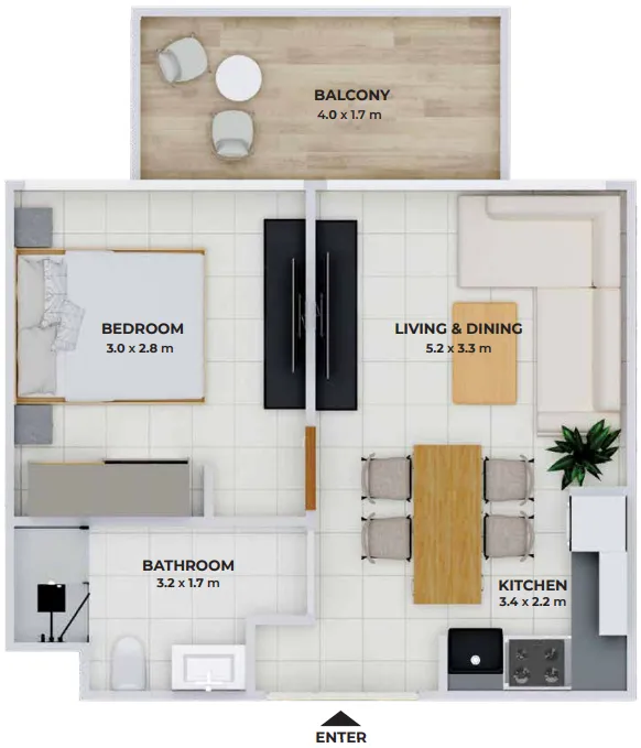 1 bedroom layout