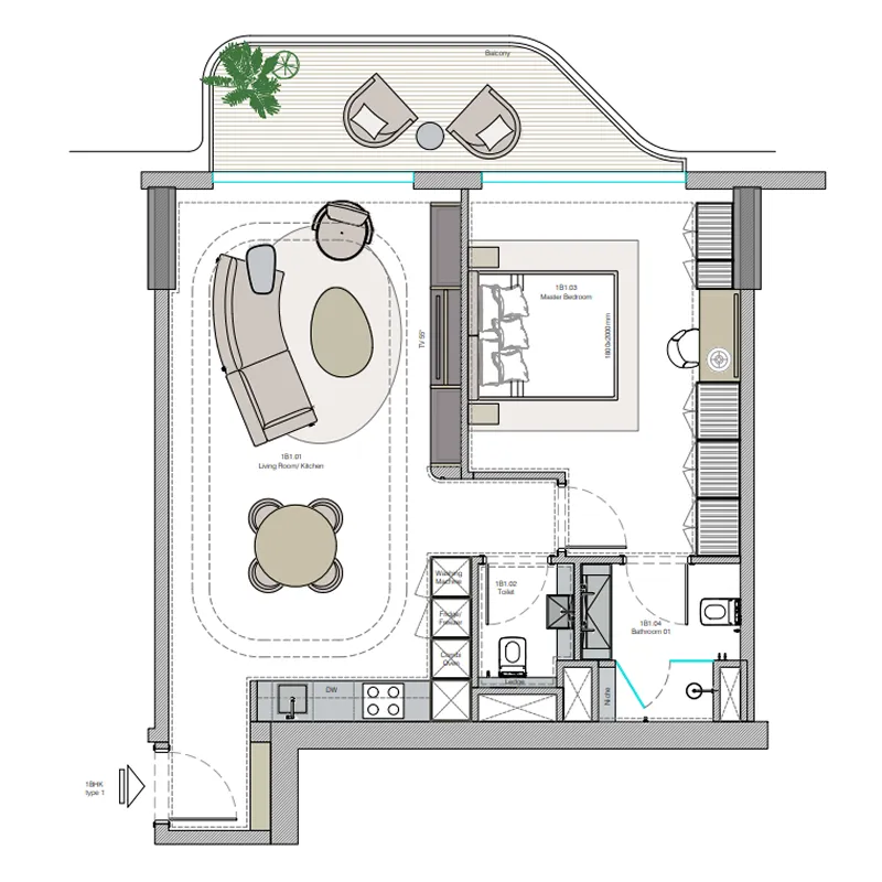 1 bedroom layout
