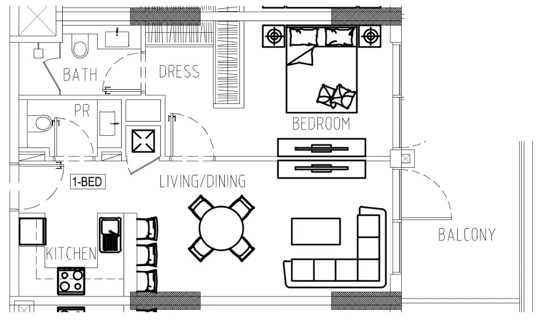 1 bedroom layout