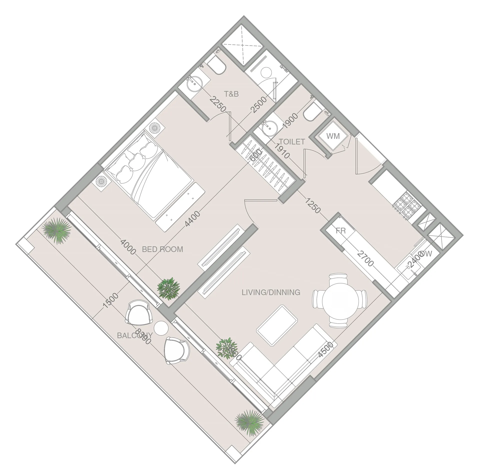 1 bedroom layout