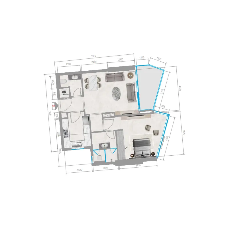 1 bedroom layout