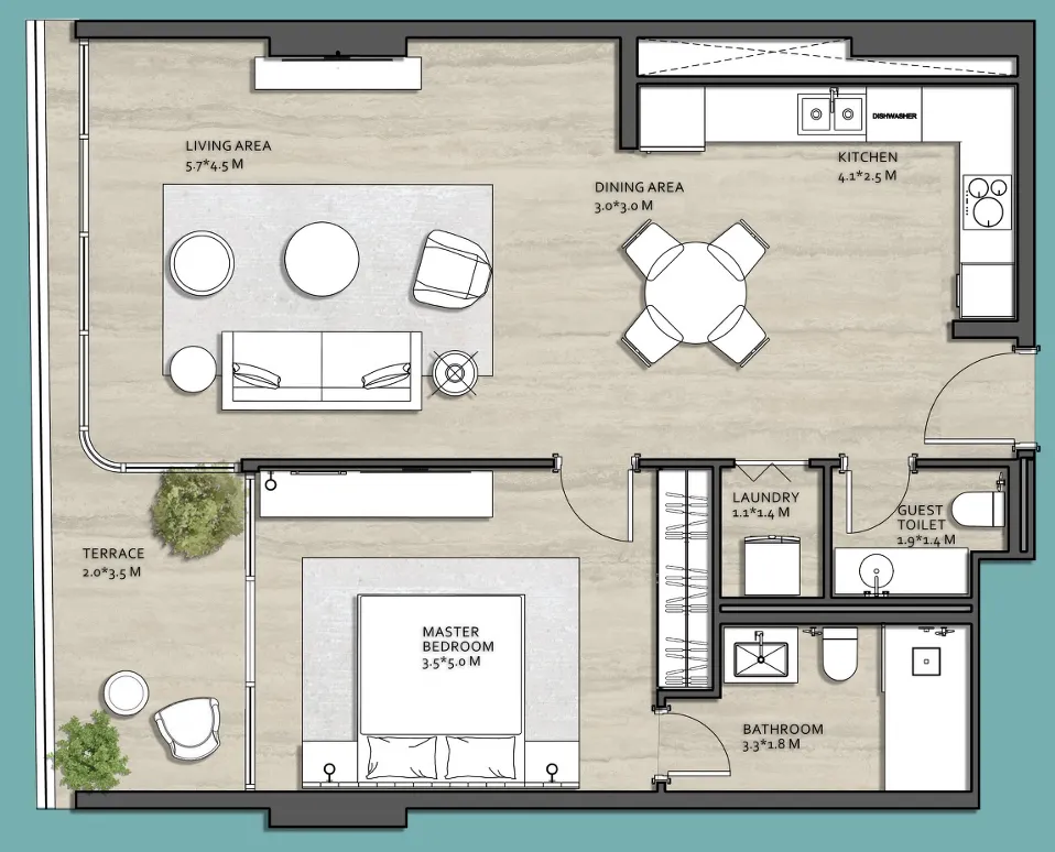 1 bedroom layout