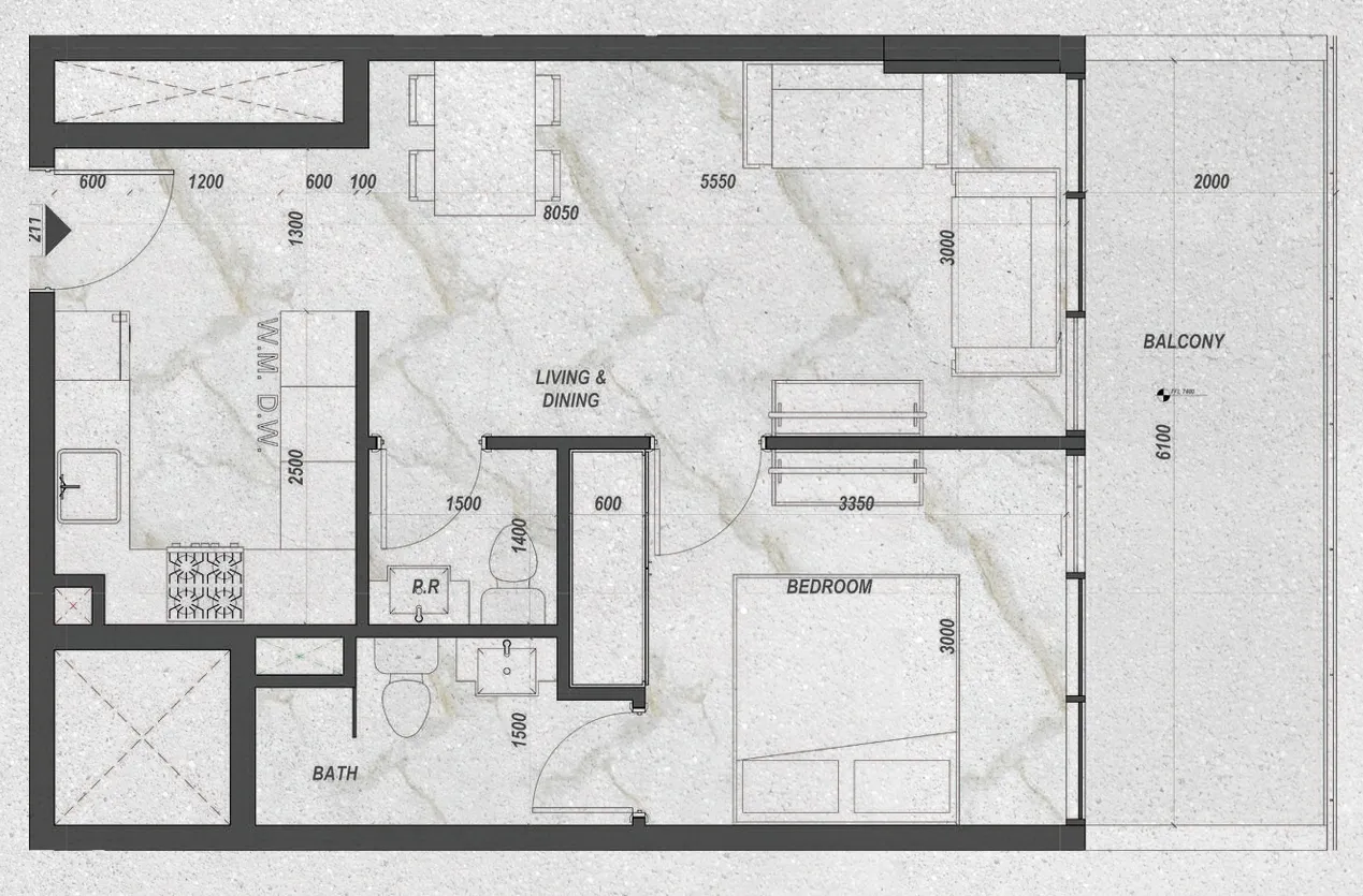 1 bedroom layout