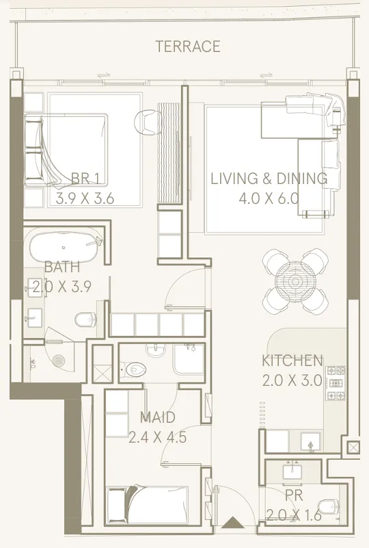 1 bedroom layout