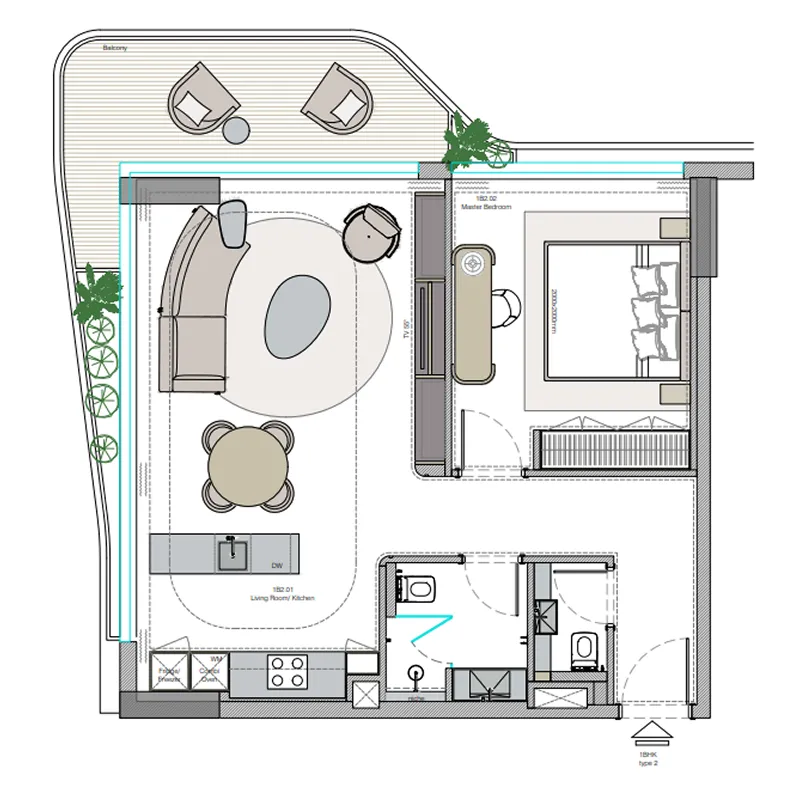 1 bedroom layout