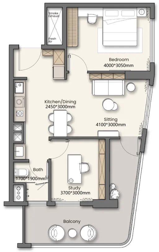 1 bedroom layout