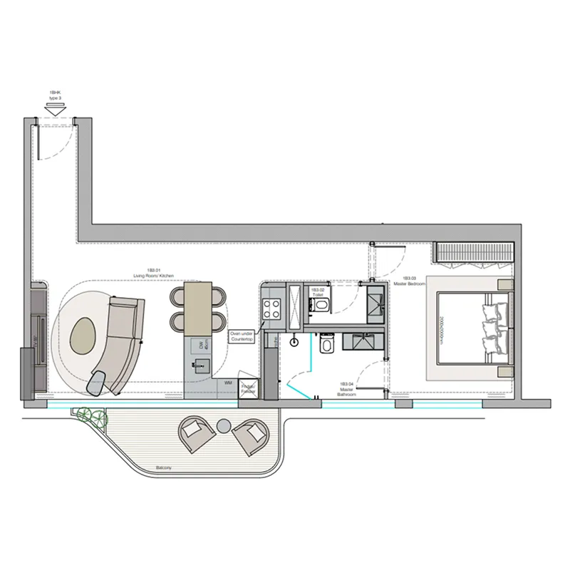1 bedroom layout