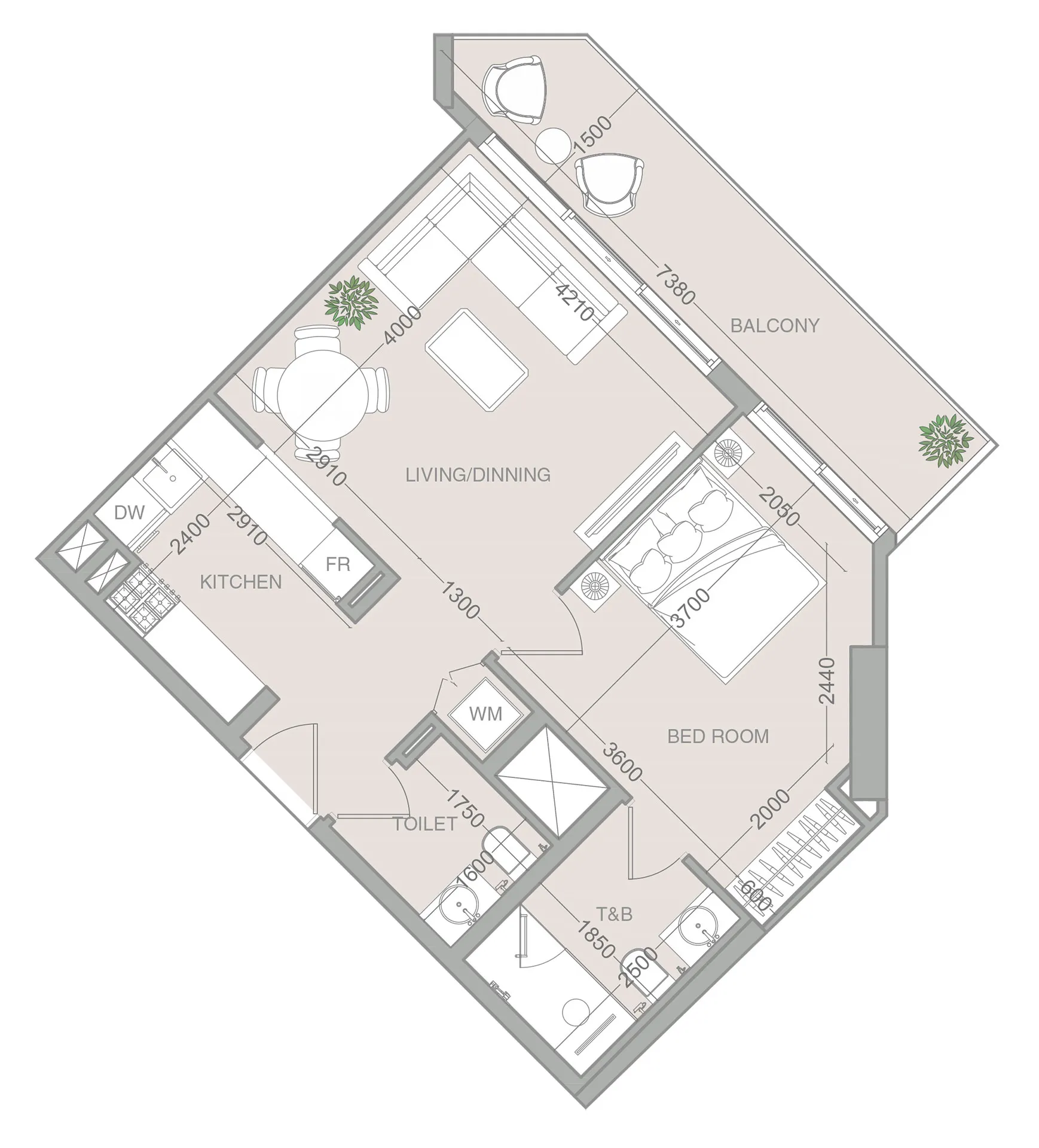 1 bedroom layout
