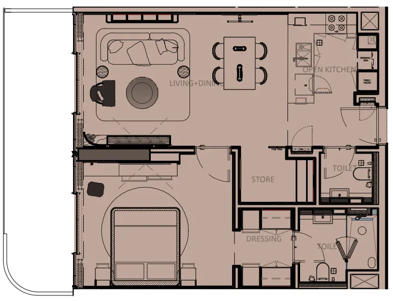 1 bedroom layout